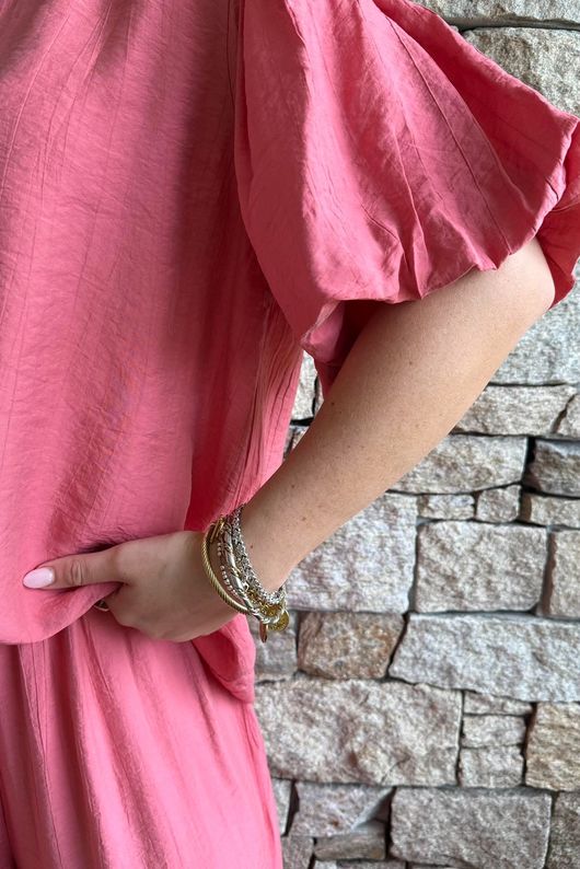 Randles Puff Sleeve Blouse Rhubarb Rose